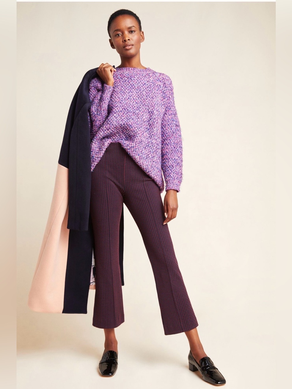 ANTHROPOLOGIE The Essential Crop Flare‎ Pants Wine Purple S